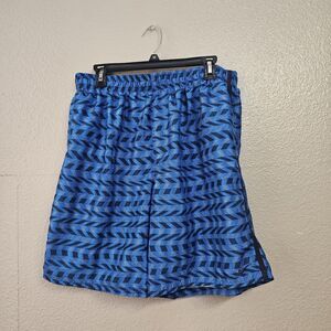 Nike Swim Trunks Men XL Blue Geometric Pattern Mesh Lined Drawstring Shorts U168